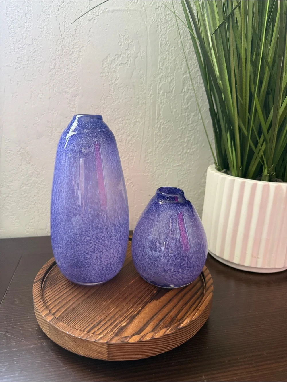 Handcrafted Purple Glass Vases - Set of 2
